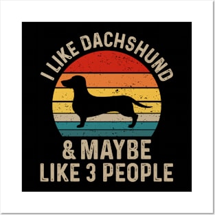 Retro Sunset I like Dachshund Funny Humor Posters and Art